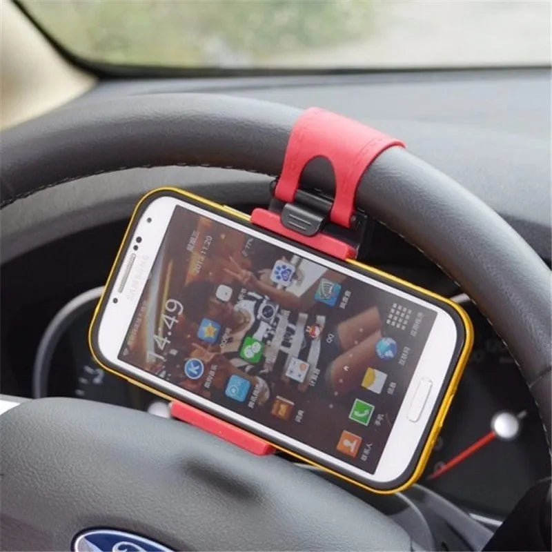 Black universal steering wheel phone holder mount clip for car navigation
