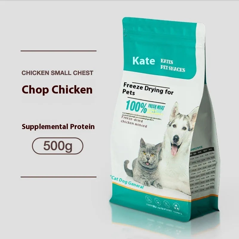 500g chicken freeze-dried cat treats in bag or barrel packaging options