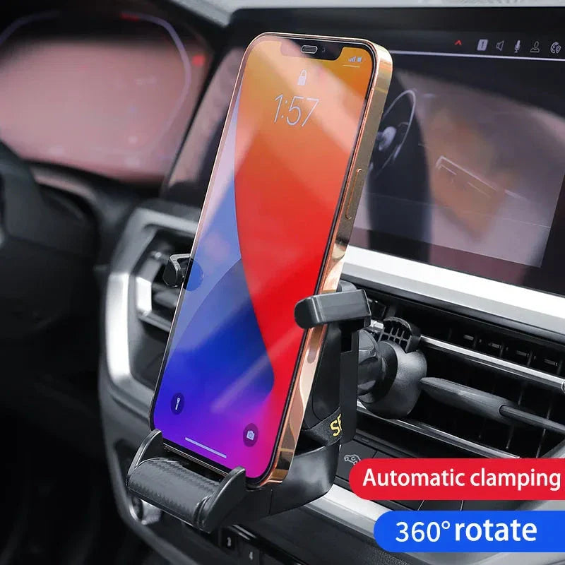 Adjustable Air Vent Car Phone Holder with 360° Rotation - Secure, Noise-Free Design for Distraction-Free Driving