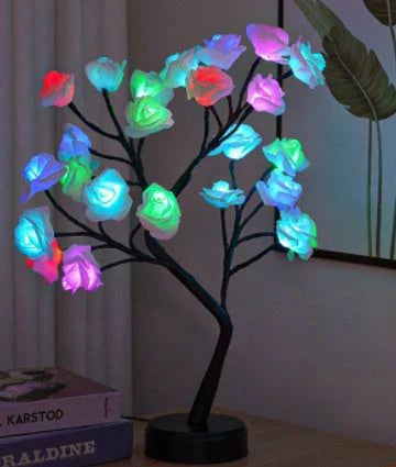 Elegant Flower Tree Desk Lamp with mesmerizing 3D rose design, providing cozy ambient lighting for home and office decor