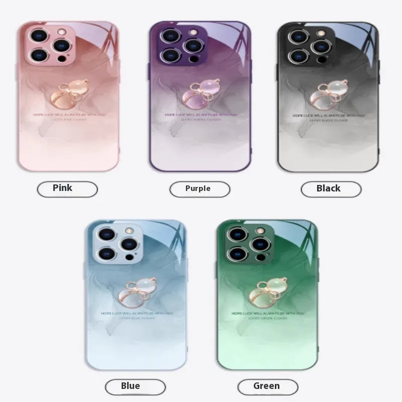 Blooming Gourd tempered glass phone case with watercolour design in desert gold colour