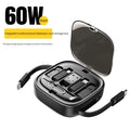 Black and white ABS PC mobile phone charging interface cable storage box with multi-function cable