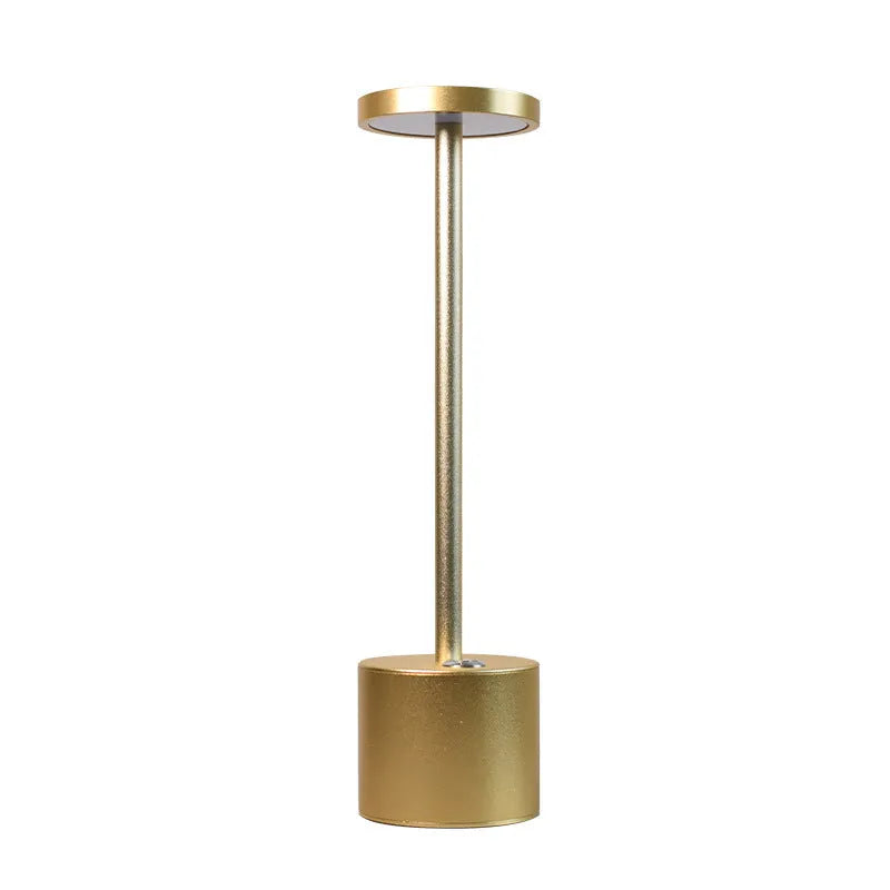 Rechargeable aluminium LED desk lamp with touch dimming in metallic colours