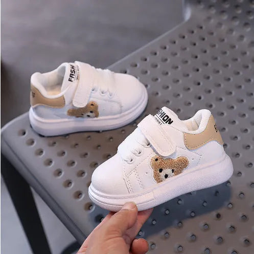 Baby Bear casual kids sports shoes in black, green or khaki with cartoon pattern and rubber soles