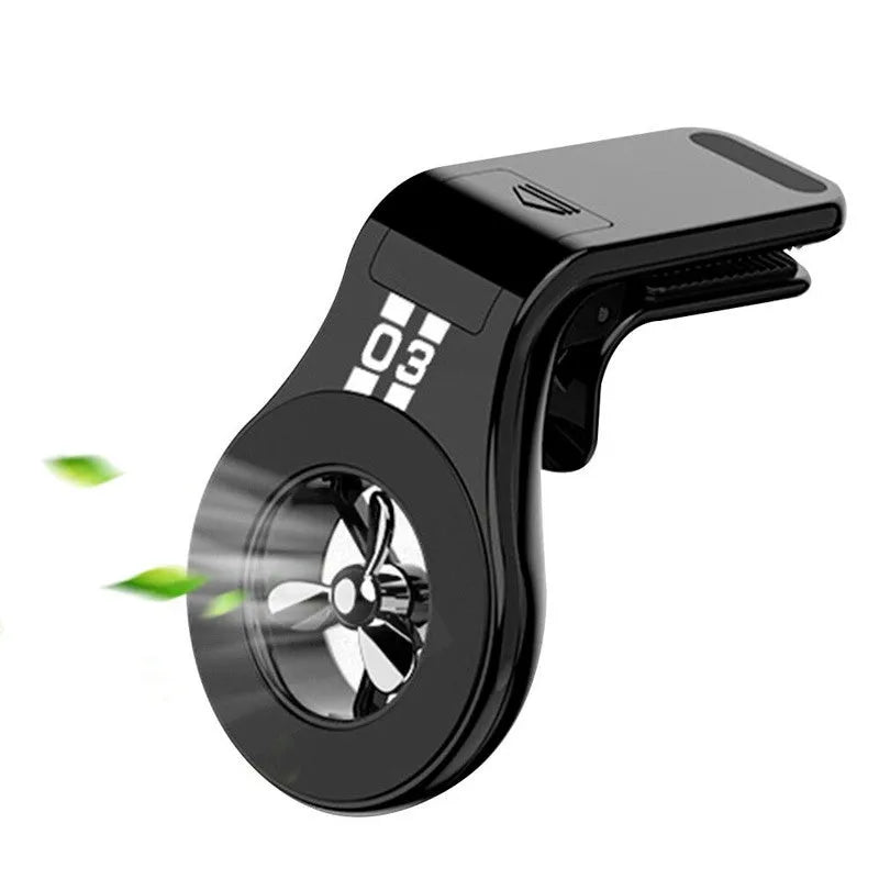 Magnetic car air vent phone holder with rotating paddle and fragrance slots in black, blue or red colour