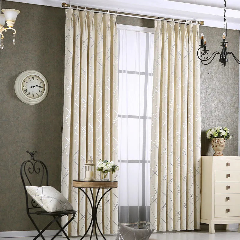 Chenille blackout curtain panel in neutral colour with modern minimalist design