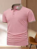 Men's summer polo shirt in ice silk fabric with flocking print design on high collar