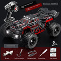 Brushless remote control car with four-wheel drive, metal drivetrain, available in green or red colour options