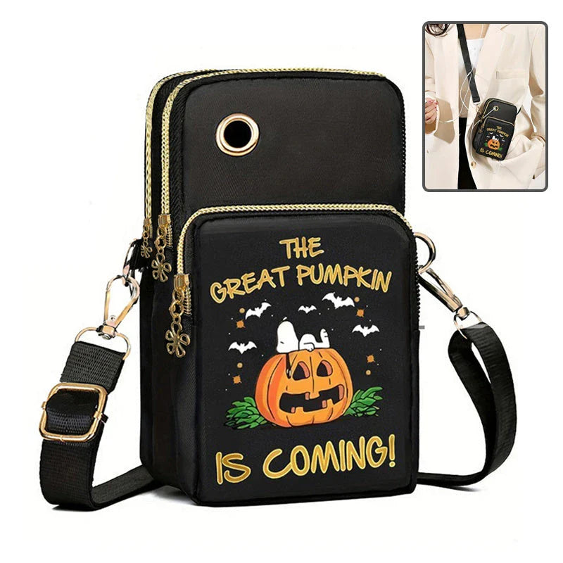 Halloween Pumpkin Pattern Phone Bag Coin Wallet Cute Mini Crossbody Shoulder Bag for Women and Kids