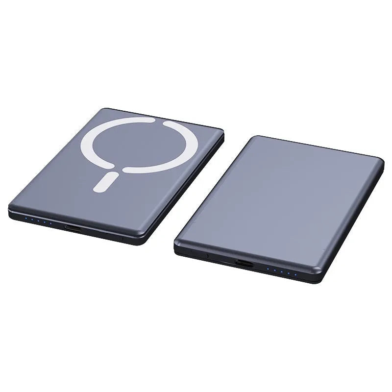 Ultra-thin 9mm magnetic power bank in dark grey, silver, black or violet colours