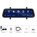 9.66-inch touchscreen car dash cam rear view mirror with CarPlay and Android Auto display
