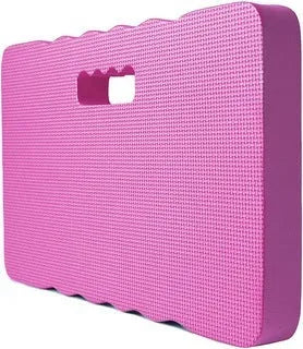 Blue Eva foam garden kneeler pad cushion on grass, measuring 45cm long by 28cm wide.
