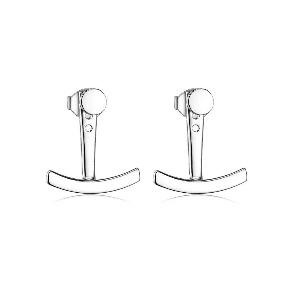 925 silver smile earrings with diamond-embedded design, U-shaped geometric silhouette, Style 1