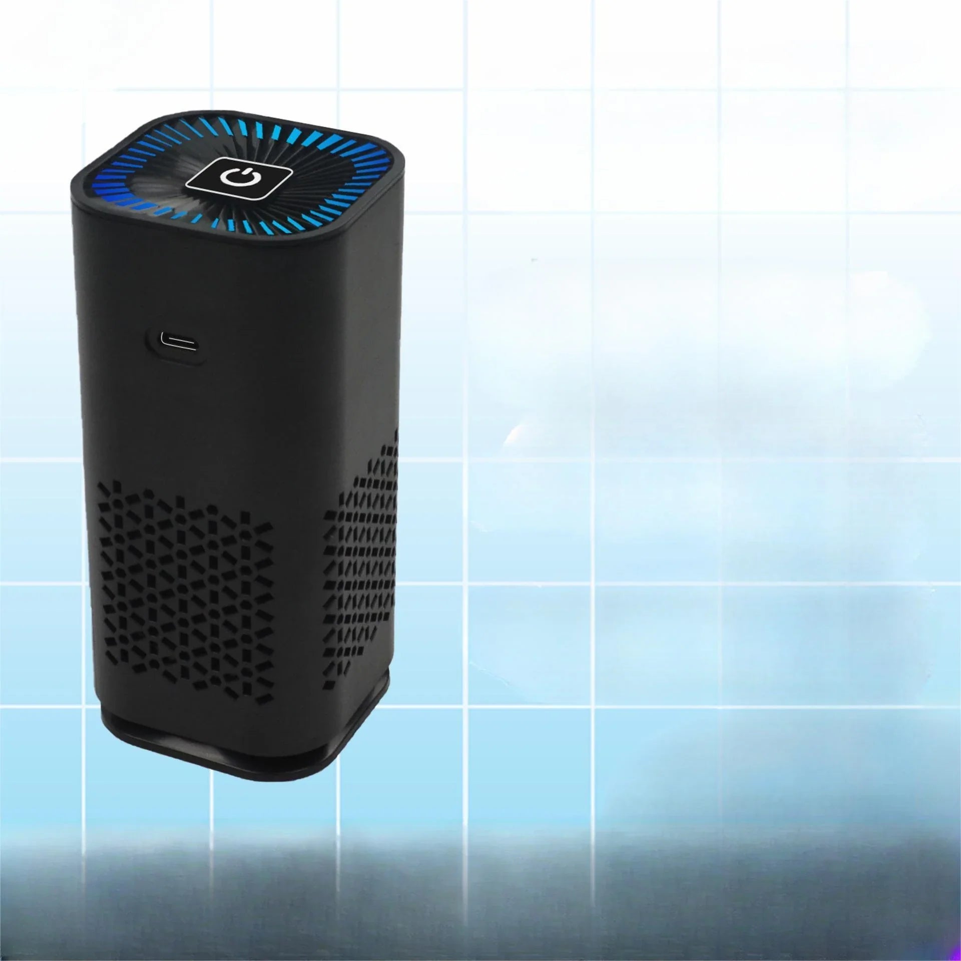 Compact, portable air purifier with dual-inlet design, negative ion generator, and efficient filtration for home and car use