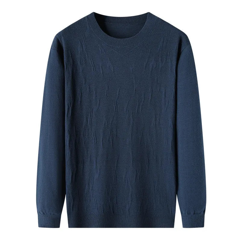 Loose fit mens solid colour polyester fibre long sleeve sweater in black, front view