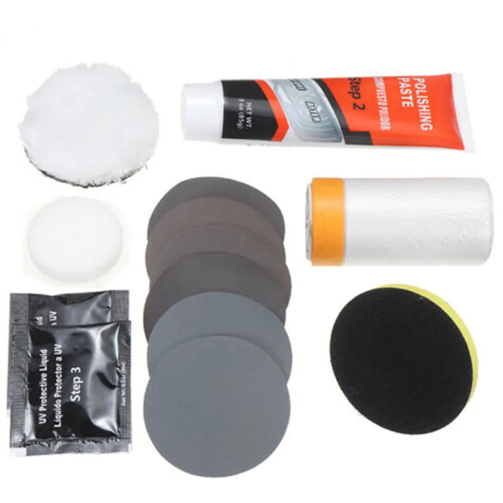 Carbon steel headlight repair tool for vehicle and machine maintenance measuring 15x15x5cm