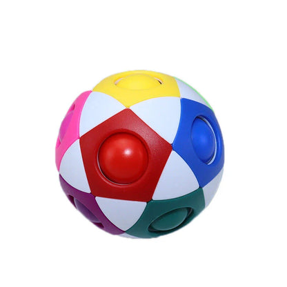 Colorful decompression soccer ball, a sensory toy for children with 12 holes for tactile stimulation and cognitive development