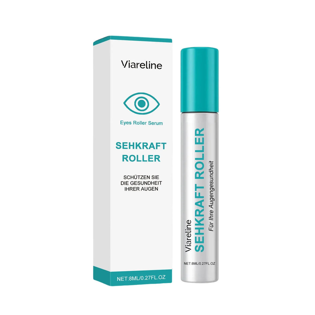 8ml bottle of eye care ball serum with mentha piperita and sodium hyaluronate for mild eye massage.
