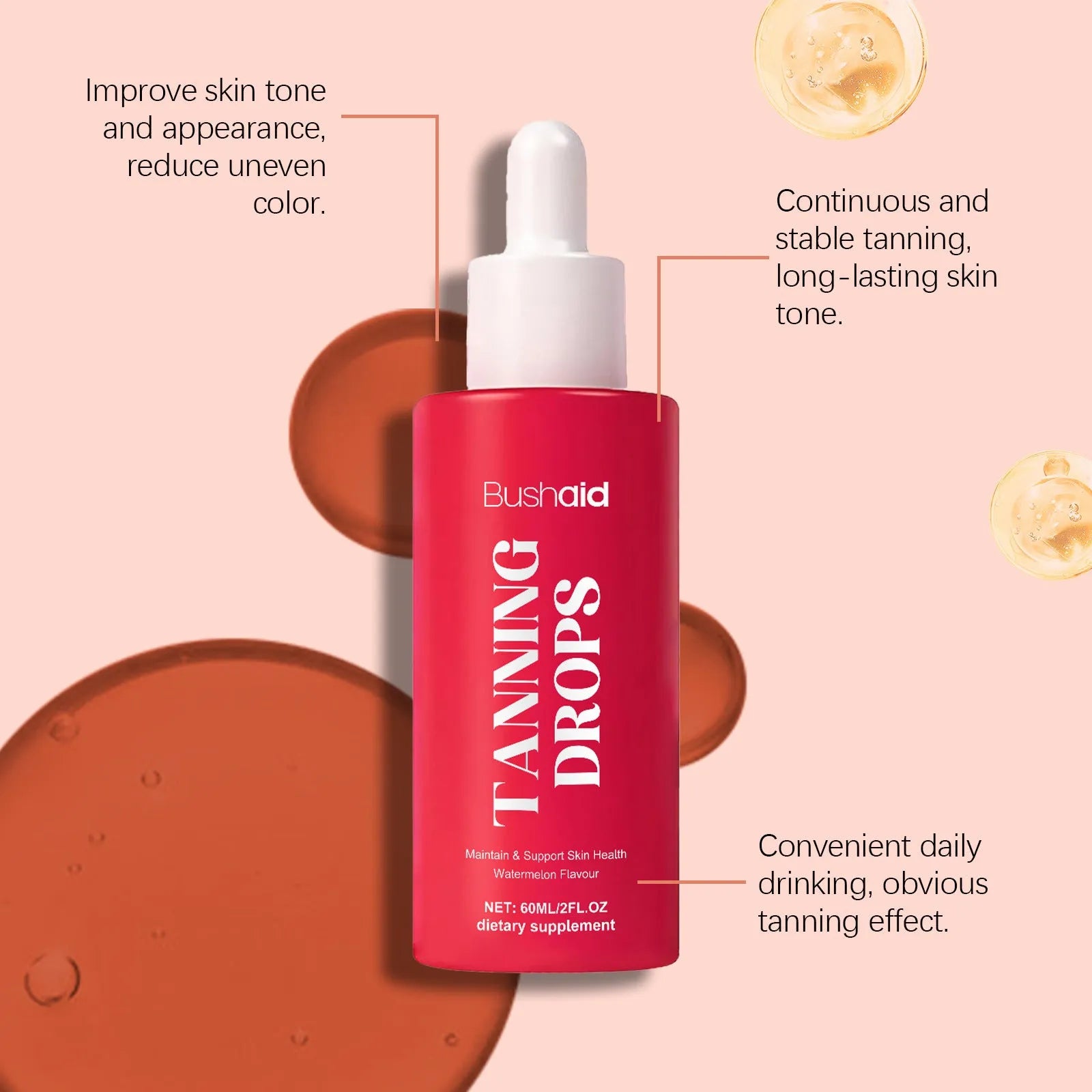 60ml Natural Beauty Black Drops skin brightening serum bottle with dropper