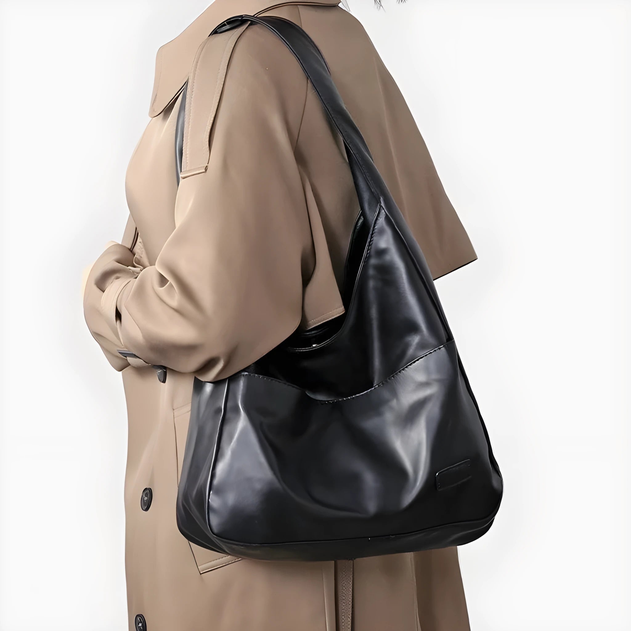 Soft PU women's retro shoulder bag in horizontal square shape with single strap