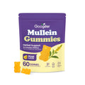 Bottle of 60 mullein herbal supplement gummies with verbena officinalis leaf extract.