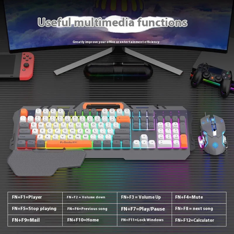 Blue wired gaming keyboard and mouse combo with backlit keys and 1.5m cable