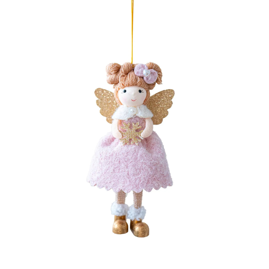 Christmas angel wings plush pendant in pink or white cloth with modern design