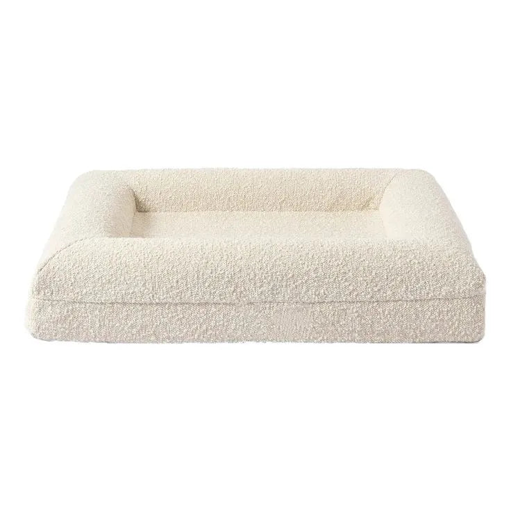 Beige rectangular cloth dog sofa bed pet nest with padded sides