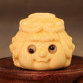 Solid bamboo carving golden princess toad ornament for household decoration