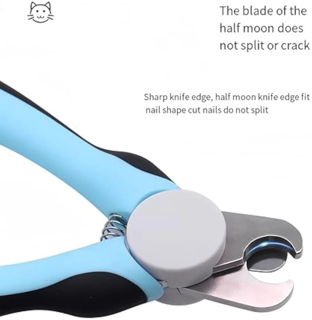 Blue heavy-duty metal dog nail clippers with safety guard for large breeds and thick nails.