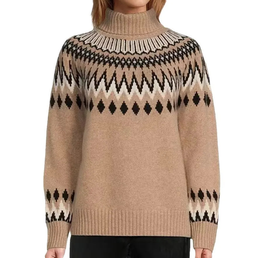 Jacquard knitted pullover sweater in acetate fibre, long sleeve, nine colours, sizes S to XXXL.