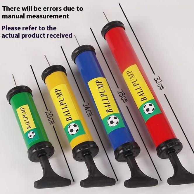 Manual plastic hand pump for inflating basketballs, footballs, volleyballs and balloons in mixed colour.