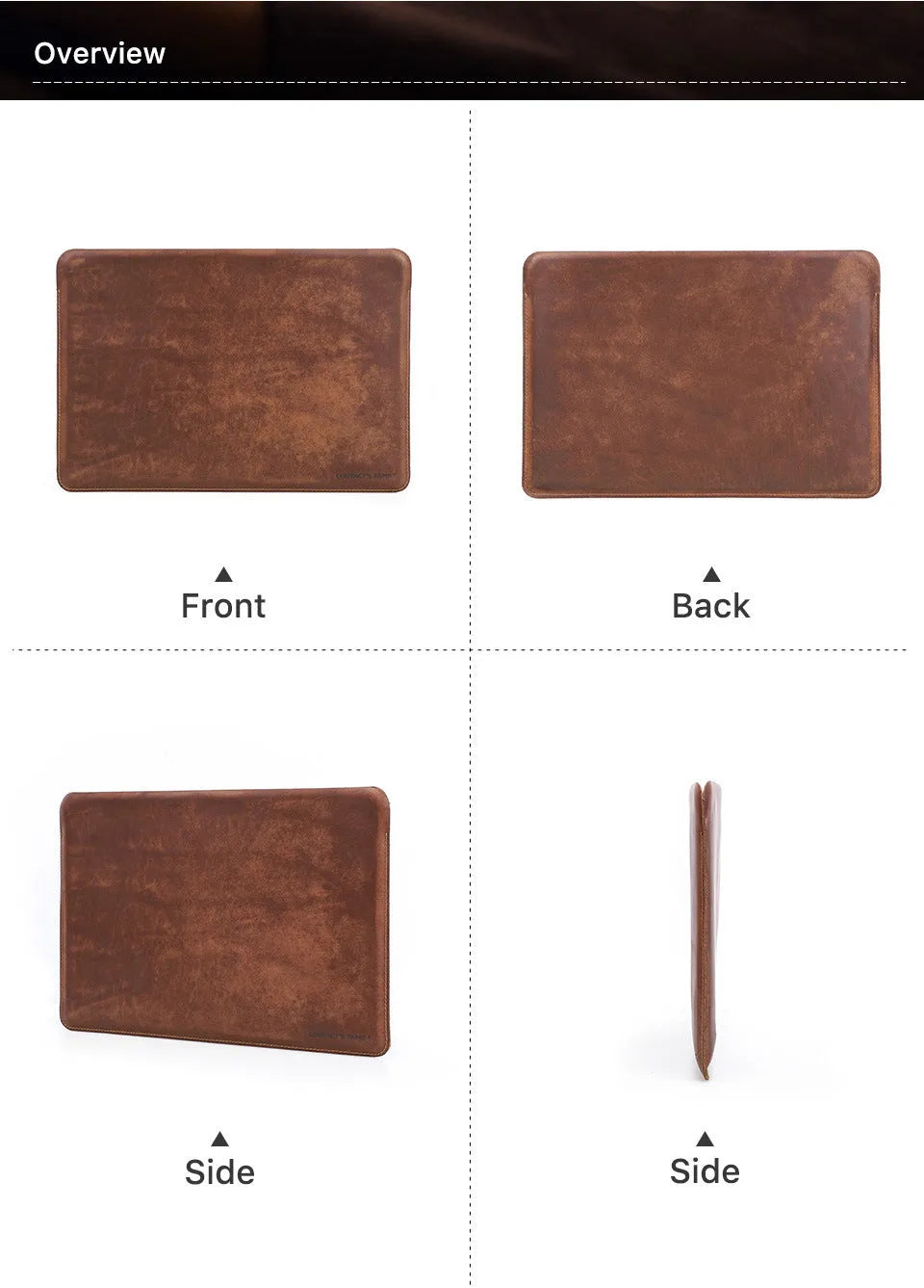Brown crazy horse leather laptop bag for 13.3-inch MacBook Pro and MacBook Air, horizontal or vertical style