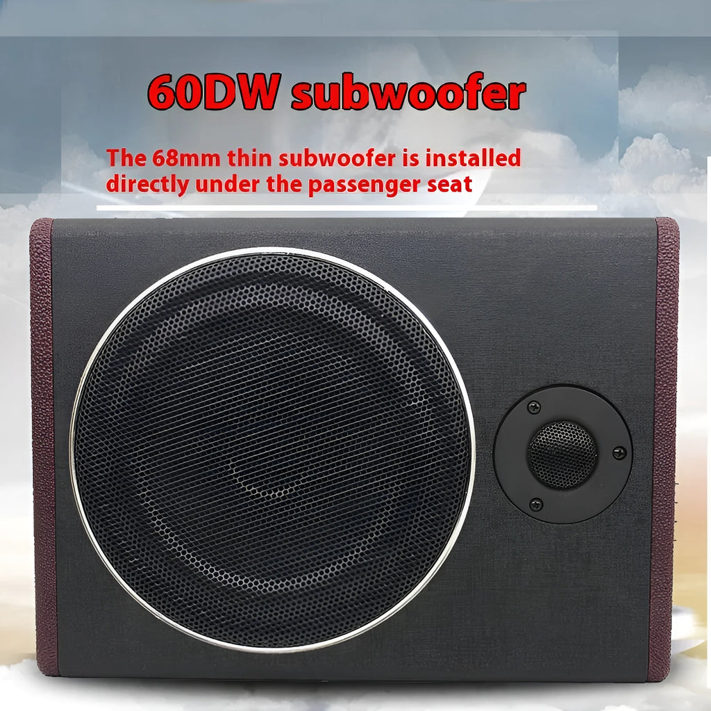 8-inch 600W car audio subwoofer with wooden enclosure and black PU leather finish