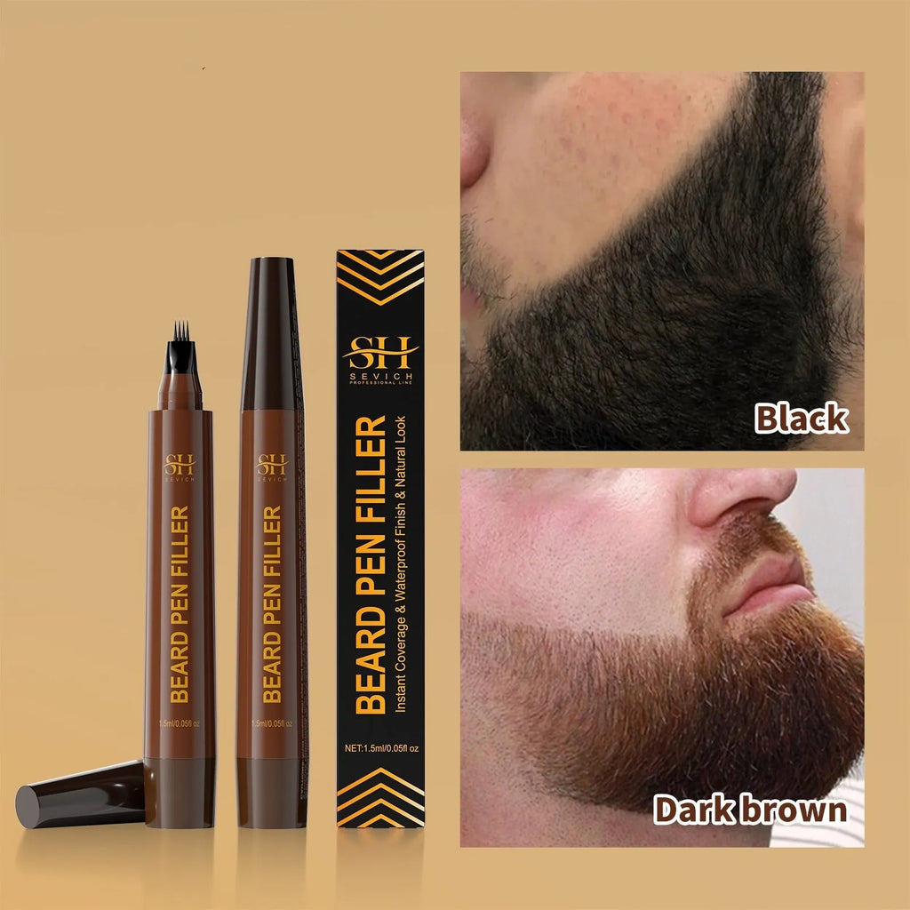 Men's sweatproof eyebrow pencil for beard and hairline enhancement in black or dark brown