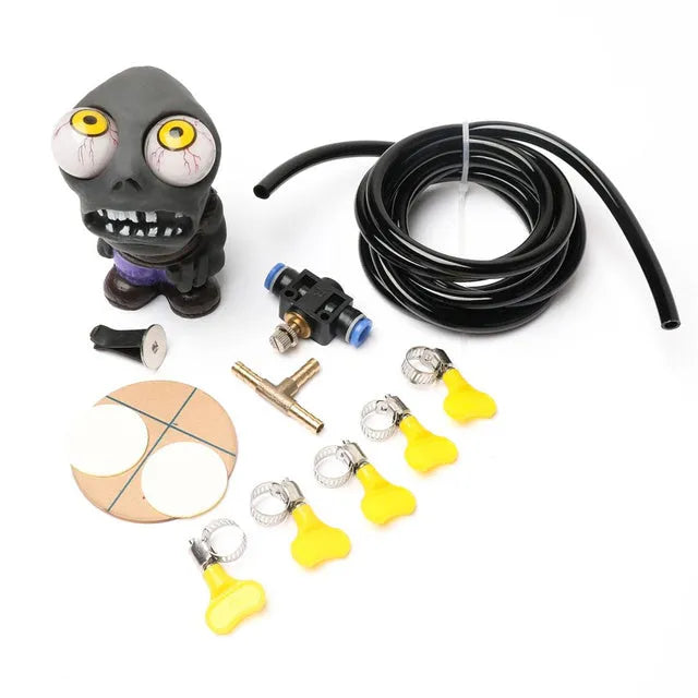 Turbo car boost eye zombie doll decompress ornament kit with pressure valve and copper tubing