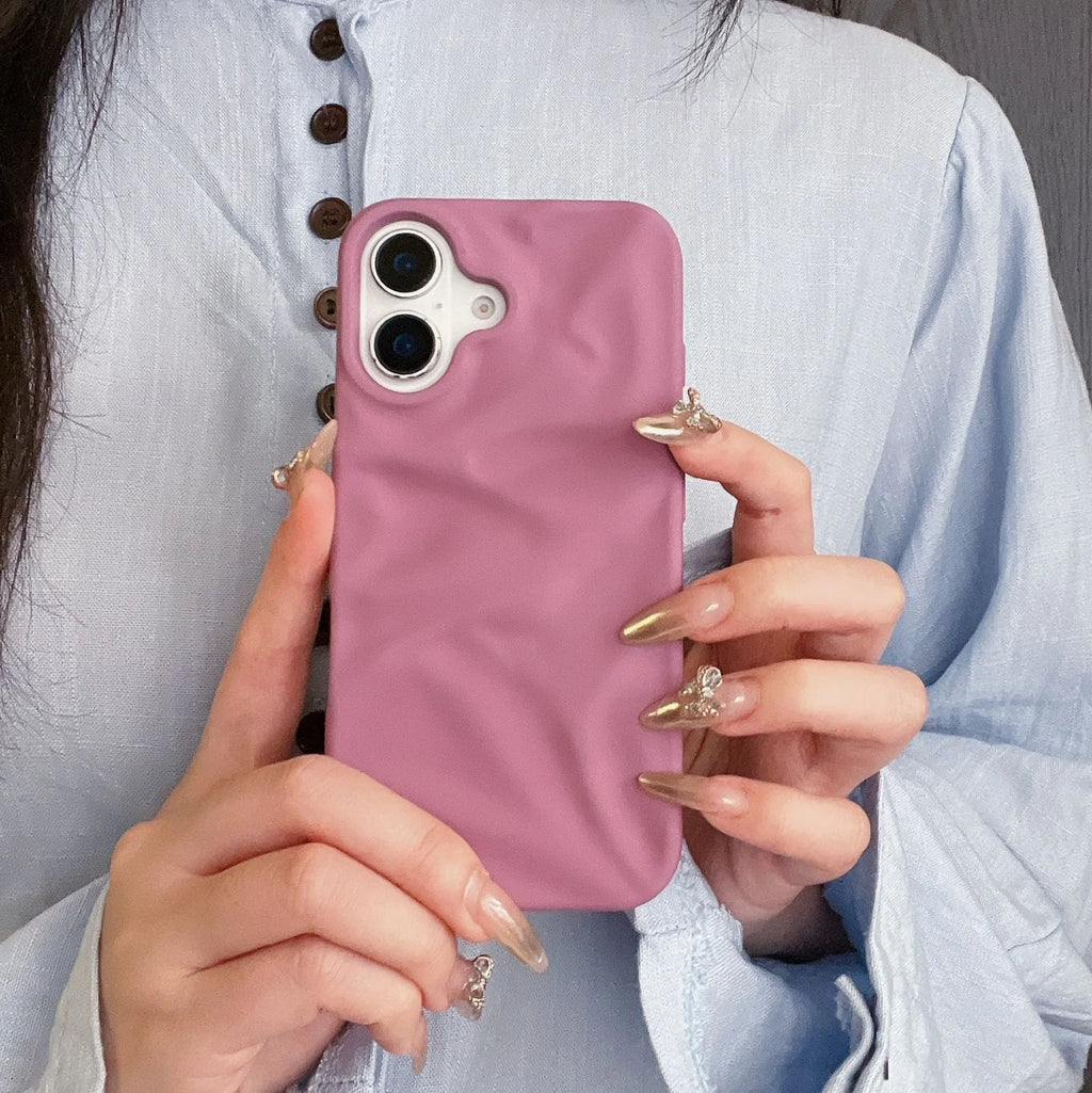 High-grade three-dimensional pleated silicone phone case in oil injection colour for iPhone, soft shell design