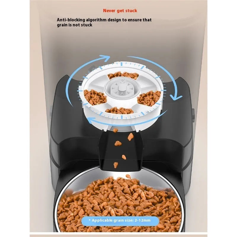 Standard colour smart automatic pet feeder for cats with 5L double bowl and USB power
