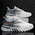 Men's white blue platform casual running shoes with cross shoulder straps and rubber sole