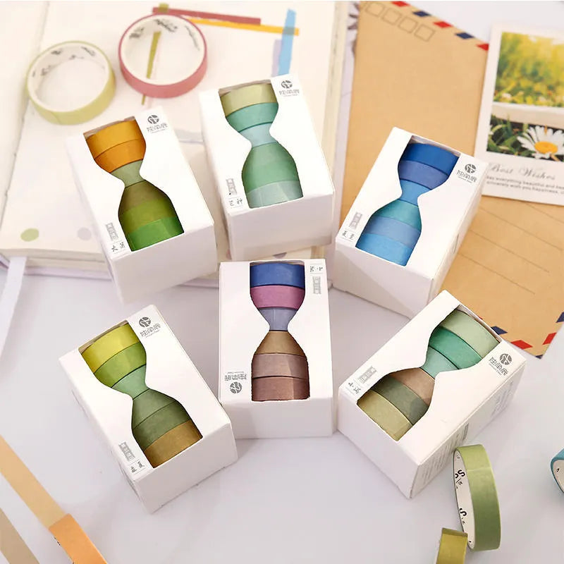 Six rolls of solid colour tape labelled with 24 solar term names for manual ledger and decorative use