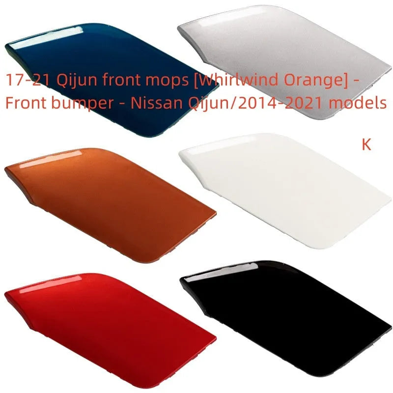 Nissan Qashqai front bumper replacement cover panel for trailer hook area, unpainted plastic construction.