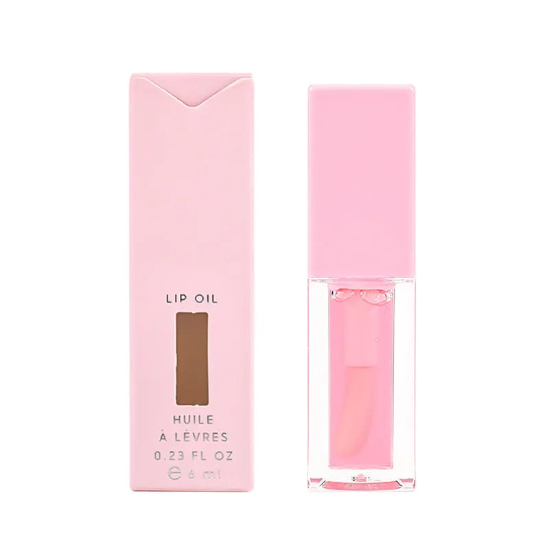 Women's transparent lip gloss tube in six fruity flavours: Bird of Paradise, Cherry, Coral, Mango, Strawberry, Watermelon