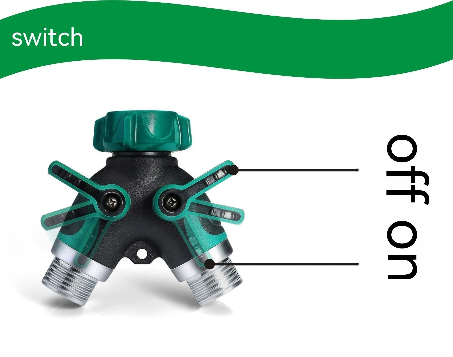 Zinc alloy garden hose ball valve diverter with 6-point double pass design for watering systems