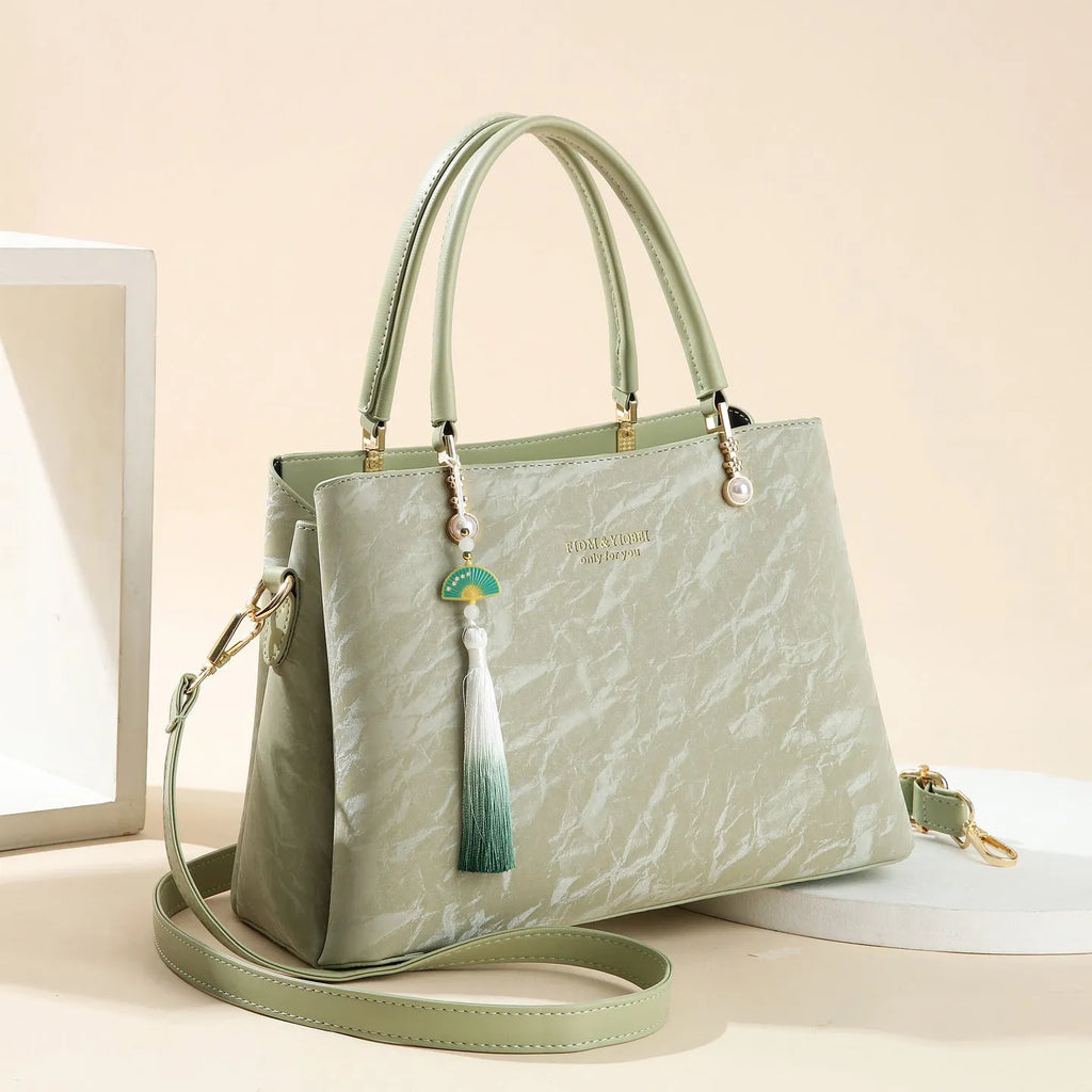 Women's horizontal square shoulder bag in PU material with urban simplicity style and large capacity
