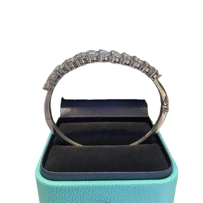 D colour moissanite full diamond bracelet with four-claw round stones and 6 carat total