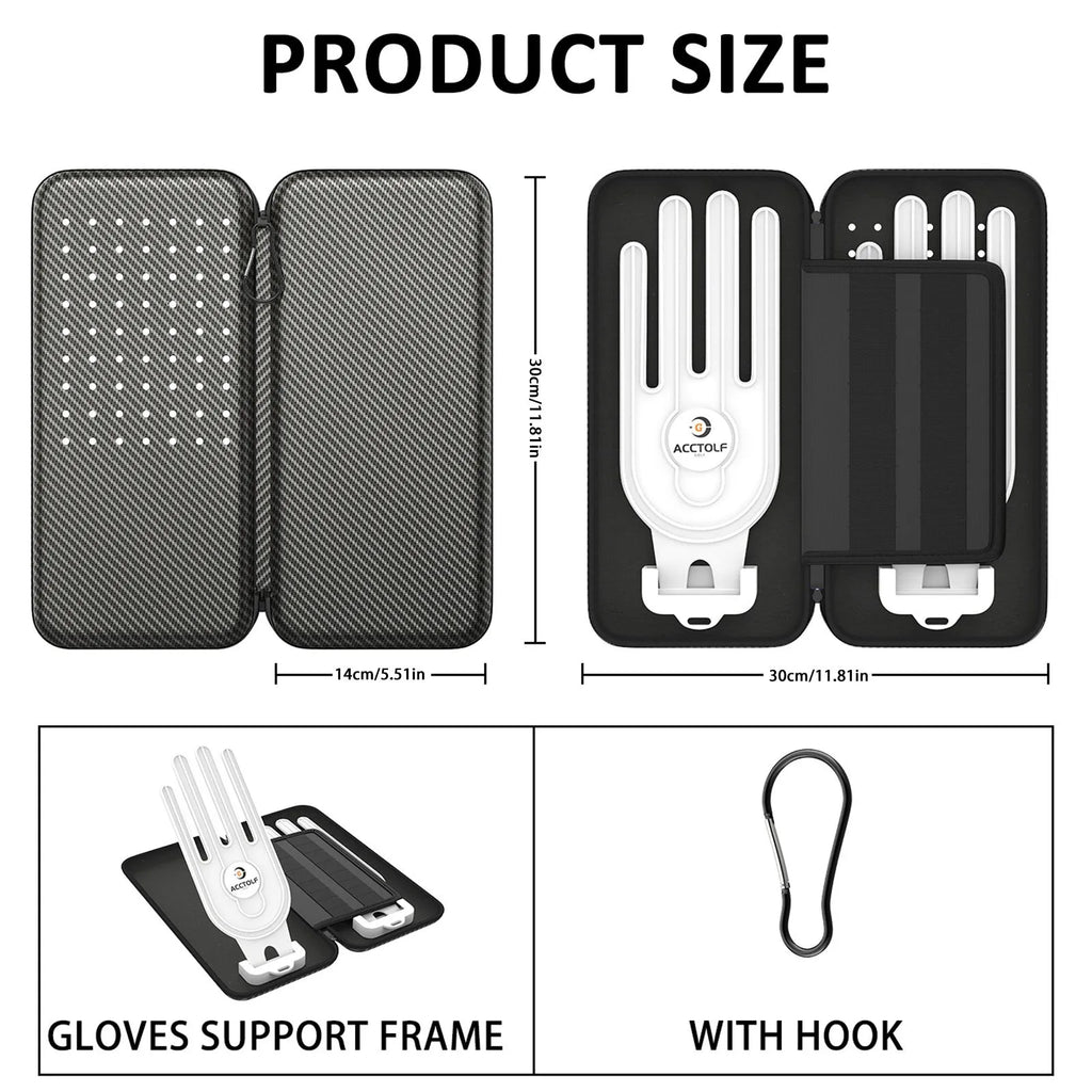 Silver grey golf double glove storage bag with two attachment brackets for markers.