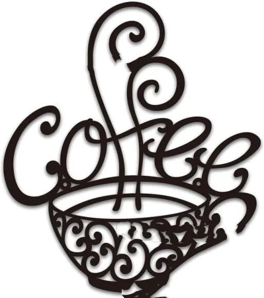 Black wrought iron wall decoration with English letters silhouette design measuring 26×28cm