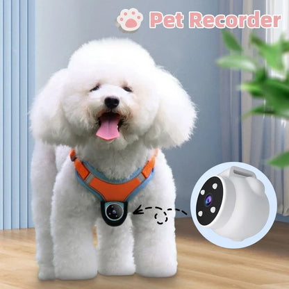 Wearable pet camera collar with GPS tracker, allowing you to record and monitor your furry friend's activities from their perspective