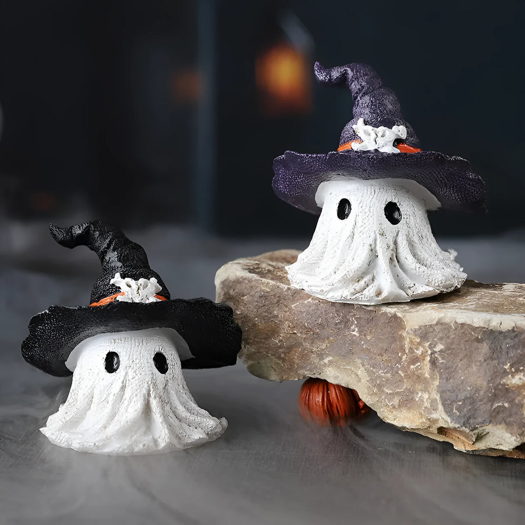 Resin wizard hat ornament in Black and Purple colour options for Halloween Christmas Easter decorations