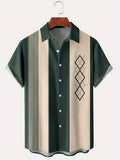 Men's plaid short-sleeved shirt with lapel cardigan style in polyester elastic fabric